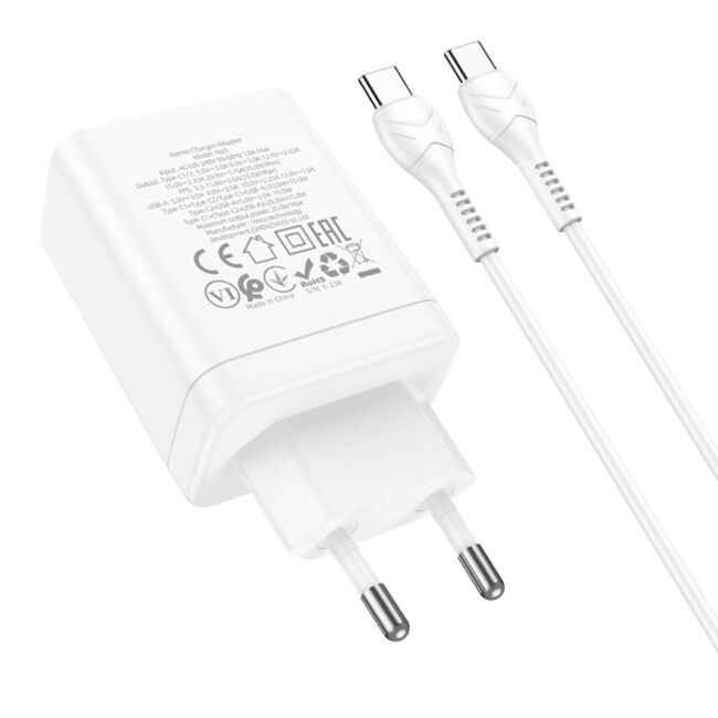 Incarcator priza USB Type-C Hoco N33 + cablu tip C, 35W, alb