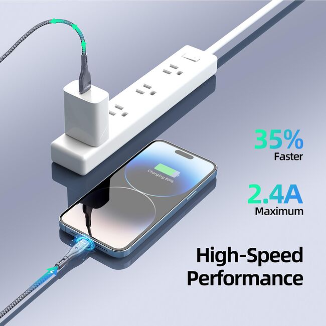 Cablu Lightning Fast Charge 2.4A, 12W, 480Mbps Duzzona A7, 1m