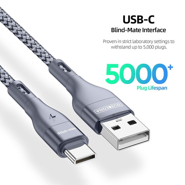 Cablu USB-C Fast Charging 2.4A, 12W, 480Mbps Duzzona A8, 2m