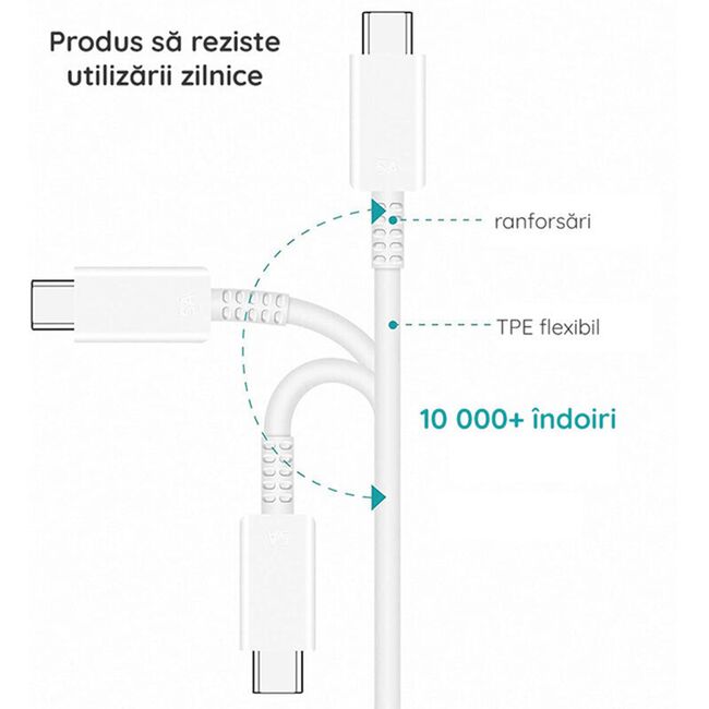 Cablu Samsung Super Fast Charging 5A USB-C PD100W, bulk, EP-DN975BBEGWW