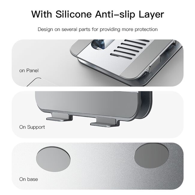 Suport laptop / tableta pentru birou, reglabil si pliabil, aluminiu Yesido LP04, argintiu