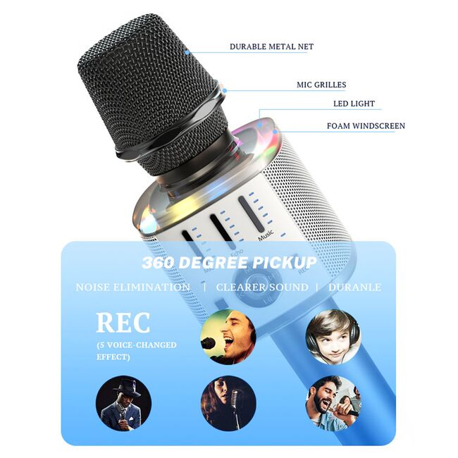 Microfon karaoke, wireless, portabil Yesido KR10, negru
