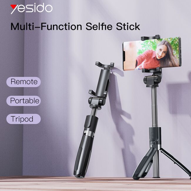 Selfie stick wireless bluetooth cu trepied Yesido SF11, negru