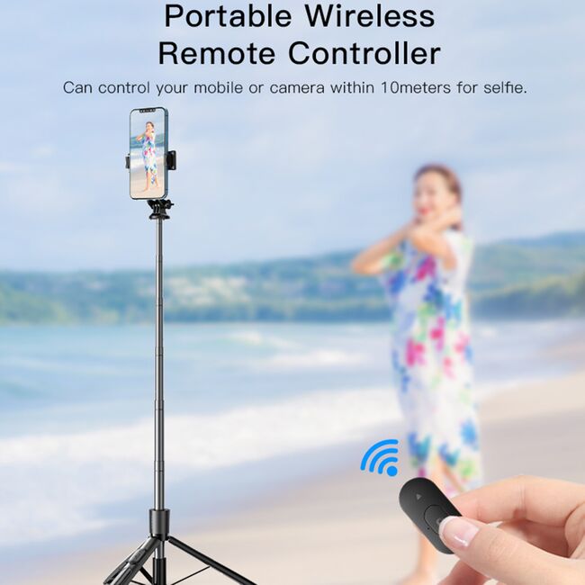 Selfie stick trepied cu telecomanda Yesido SF13, negru