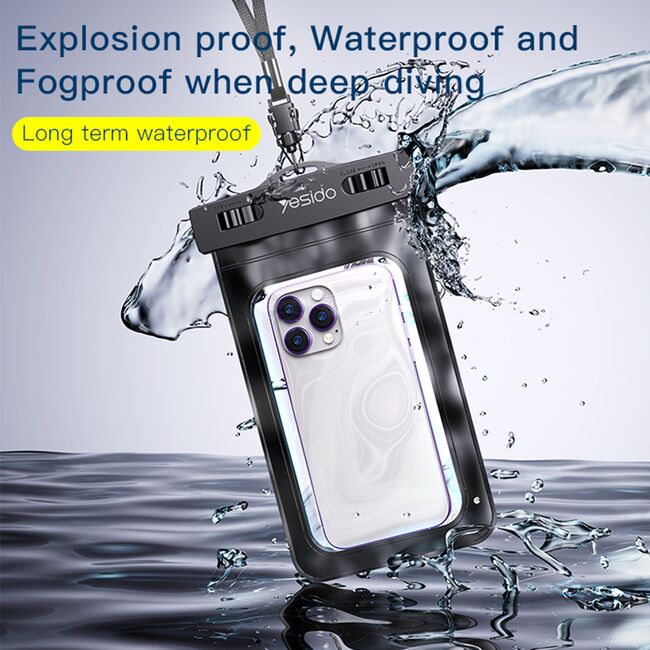 Husa protectie telefon rezistenta la apa Yesido WB10 max 6.7 inch, negru