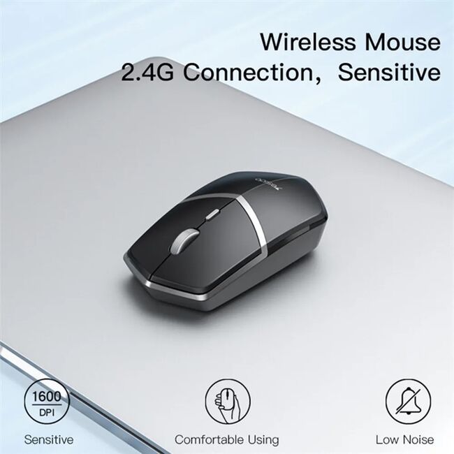 Mouse wireless pentru laptop, PC Yesido KB16, 2.4G negru