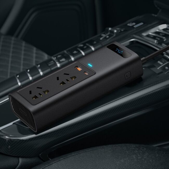 Invertor auto 12V 220V Baseus, 150W, negru, CRNBQ-A01