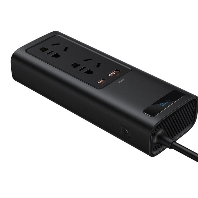 Invertor auto 12V 220V Baseus, 150W, negru, CRNBQ-A01