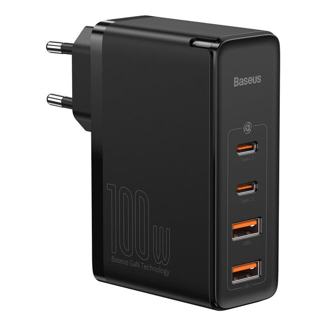 Incarcator 2 x USB QC3.0 / 2 x Type-C PD100W + cablu Type-C la Type-C Baseus GaN2 Pro, CCGAN2P-L01