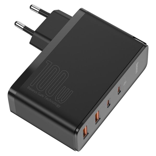 Incarcator 2 x USB QC3.0 / 2 x Type-C PD100W + cablu Type-C la Type-C Baseus GaN2 Pro, CCGAN2P-L01