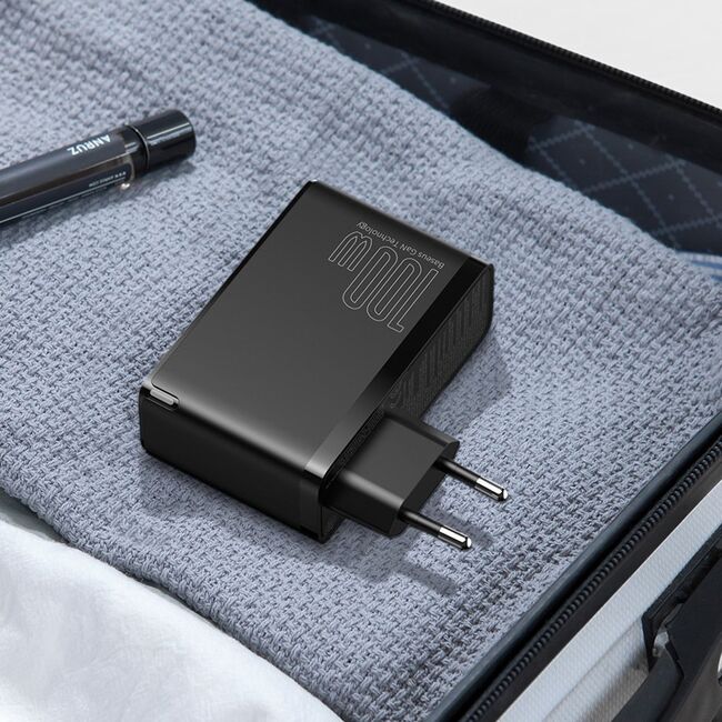 Incarcator 2 x USB QC3.0 / 2 x Type-C PD100W + cablu Type-C la Type-C Baseus GaN2 Pro, CCGAN2P-L01