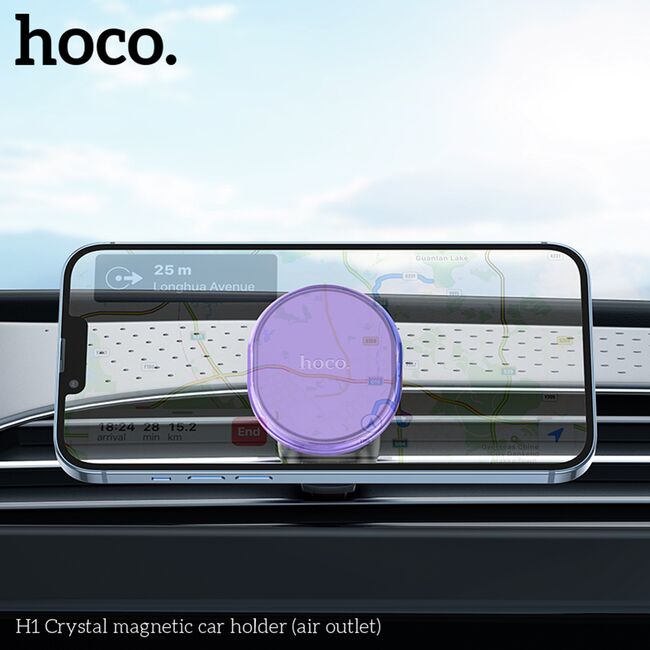 Suport telefon auto magnetic pentru grila ventilatie Hoco H1, gri