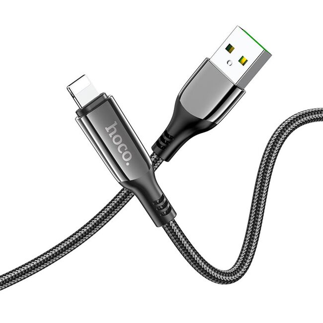 Cablu USB la lightning iPhone cu Display LED Hoco S51, 2.4A, 1.2m, negru