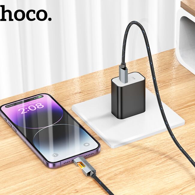 Cablu de date pentru iPhone lightning Hoco U123, 1.2m, negru
