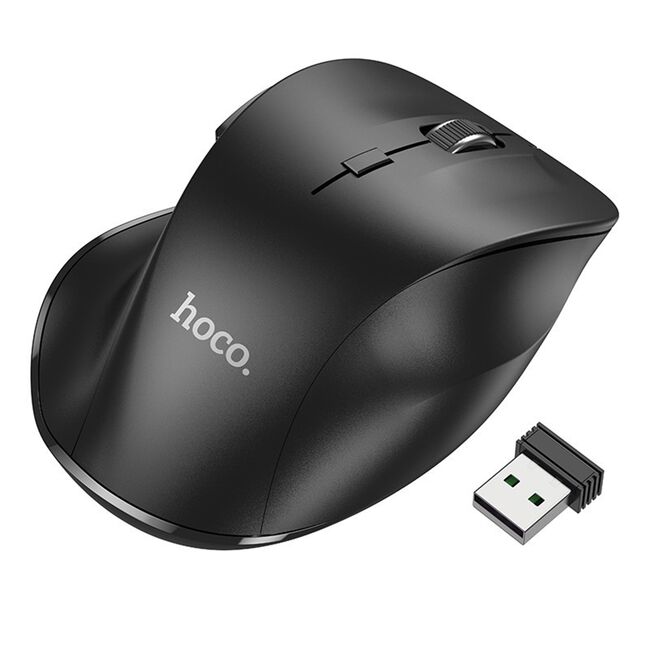 Mouse wireless laptop cu 6 butoane, 1600 DPI Hoco GM24, negru