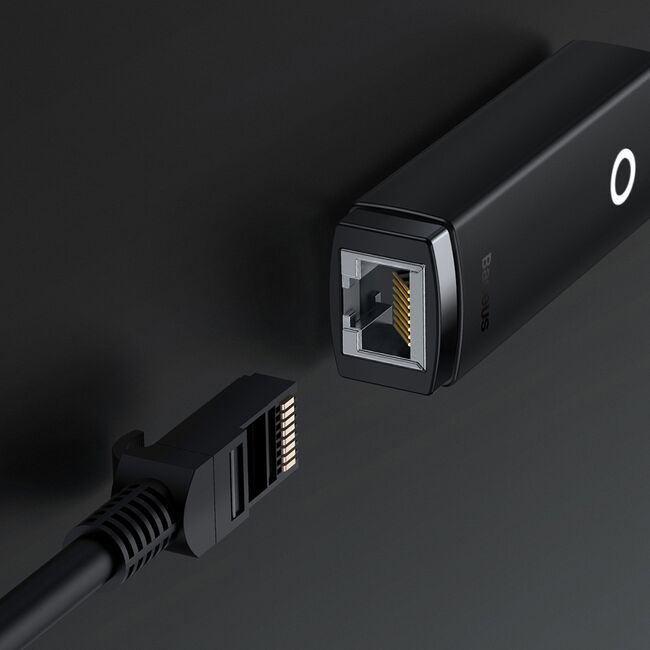 Adaptor USB la RJ45 LAN Baseus, 1000Mbps, negru, WKQX000101