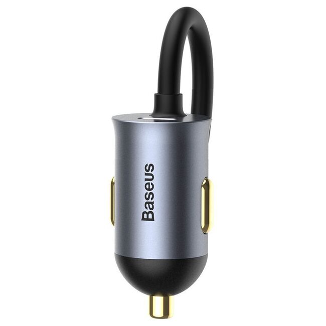 Incarcator auto USB Type-C Fast Charge Baseus Port Extension, 2x USB, 2x Type-C, Fast Charging, 120W, gri, CCBT-A0G