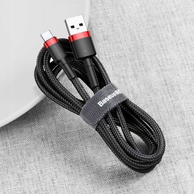 Cablu de date USB Type-C Baseus, 2A, 2m, rosu/negru, CATKLF-F91