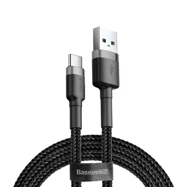 Cablu de date USB Type-C Baseus, 2A, 2m, gri/negru, CATKLF-FG1