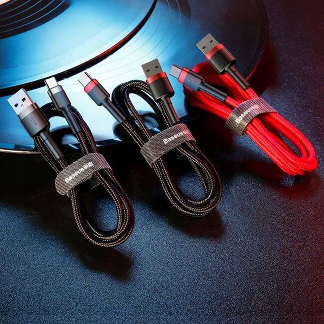 Cablu de date USB Type-C Baseus, 2A, 2m, gri/negru, CATKLF-FG1