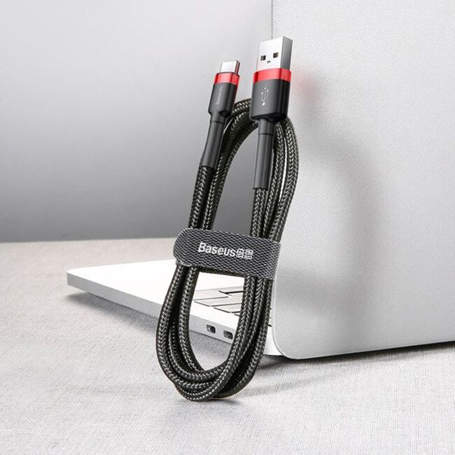 Cablu de date USB Type-C Baseus, 2A, 2m, gri/negru, CATKLF-FG1