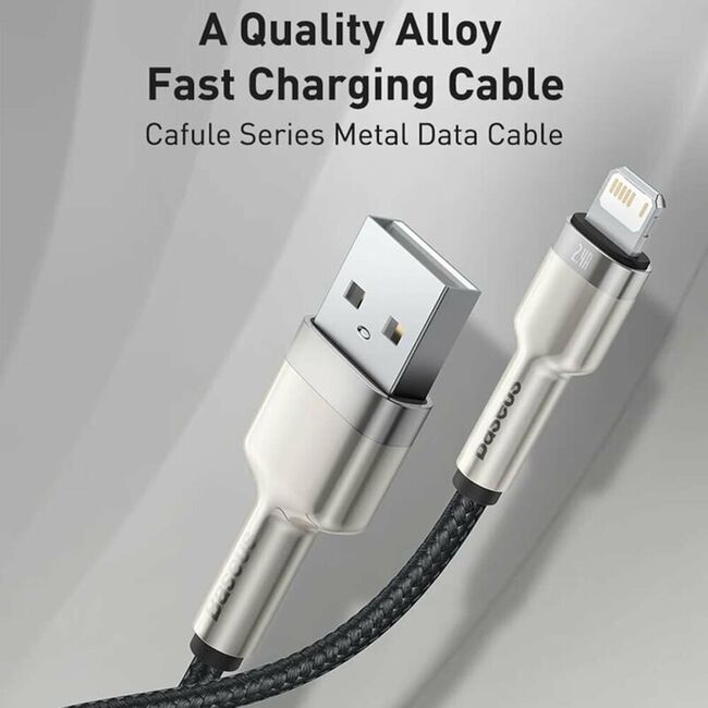 Cablu date USB la Lightning Baseus, 2.4A, 25cm, negru, CALJK-01