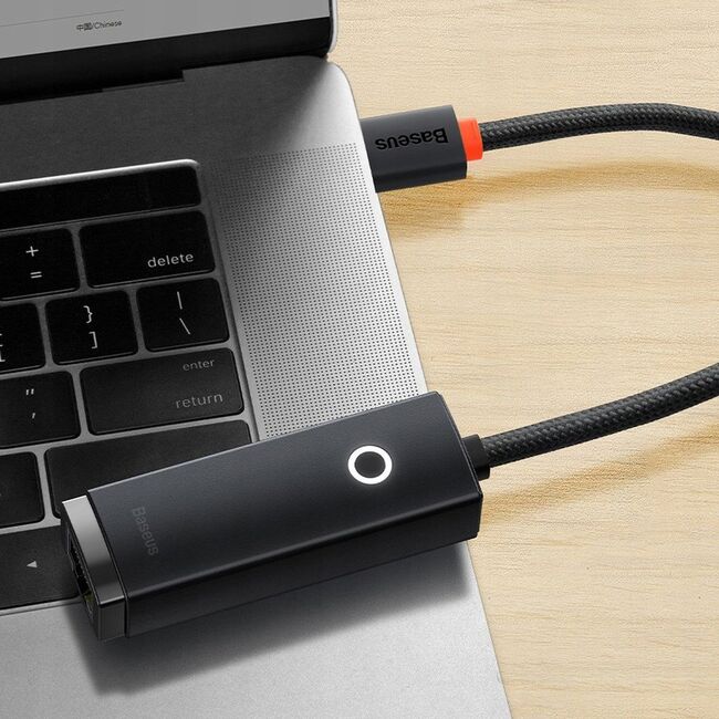Adaptor USB-C la RJ45 Baseus, 100Mbps, alb, WKQX000202
