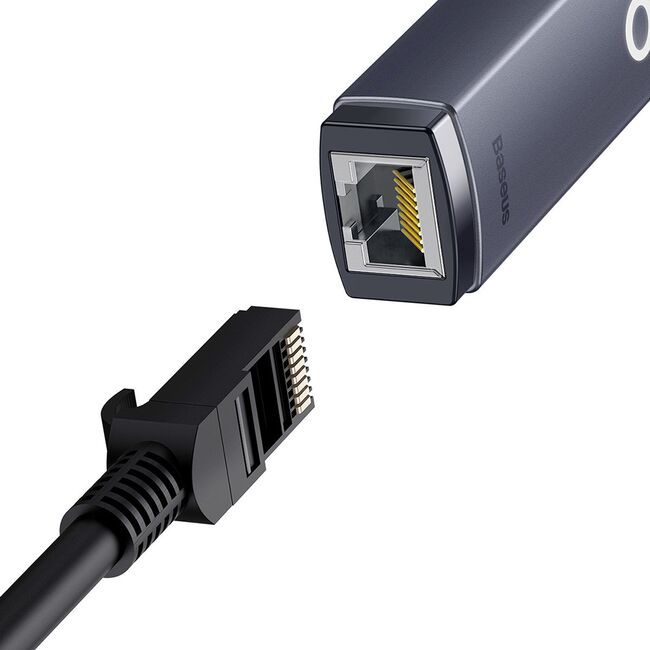Adaptor USB-C la RJ45 LAN Baseus Lite, 100Mbps, gri, WKQX000213