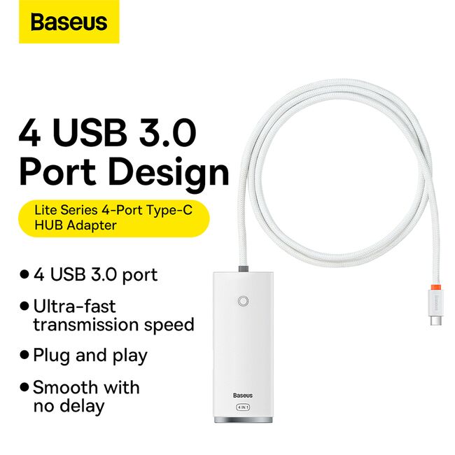 Docking station USB-C la 4xUSB 3.0, tip C Baseus, 1m, WKQX030402