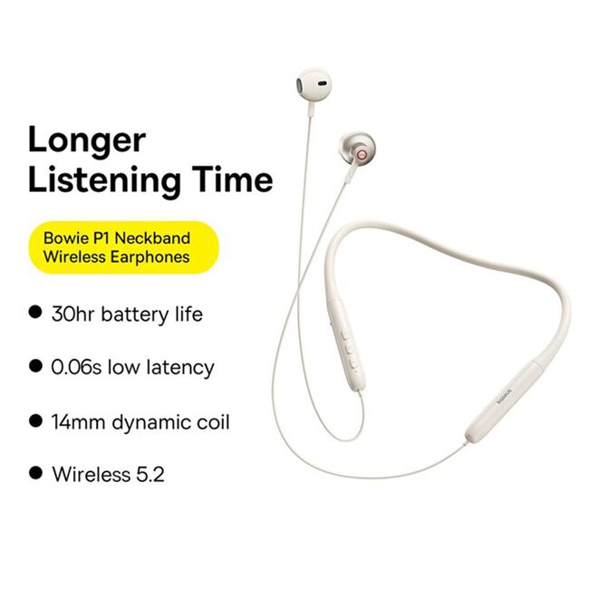 Casti in-ear wireless Bowie P1 Baseus, alb, A00025800223-Z1