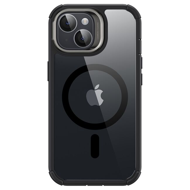 [Pachet 360°] Husa cu folie integrata iPhone 15 ESR Armor Tough Kickstand HaloLock, negru/transparenta