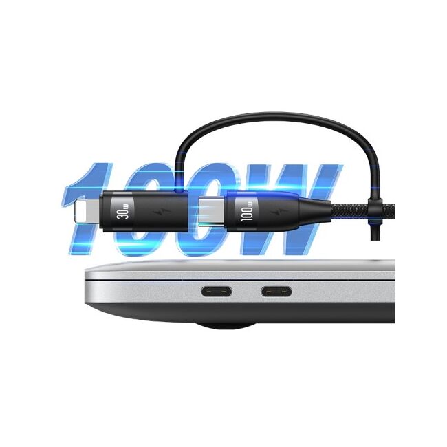 Cablu 6 in 1 Fast Charging PD100W, USB, Type-C to Lightning, Micro-USB, USB-C, 1.2m, negru, US-SJ645