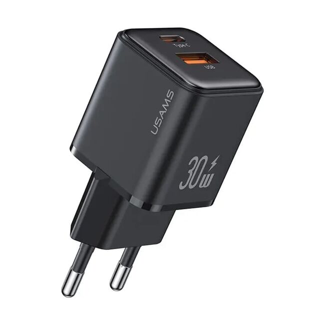 Incarcator priza 1 x USB, 1 x Type-C 30W, PD, Q.C 30.9 Usams, negru, US-CC189