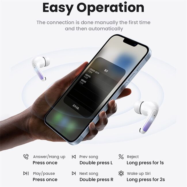 Casti TWS earbuds, ENC, Bluetooth 5.3 Usams, mov, US-XD19