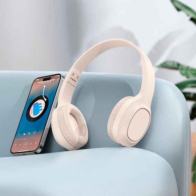 Casti Bluetooth wireless over-ear cu microfon Hoco W46, light blue gray