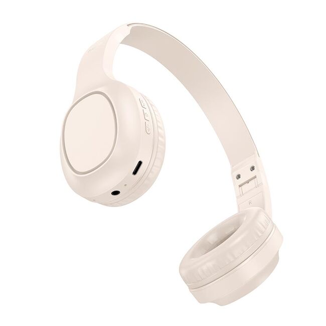 Casti Bluetooth wireless over-ear cu microfon Hoco W46, milky white