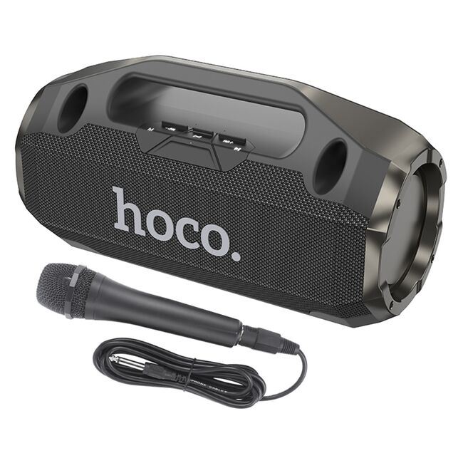 Boxa wireless portabila cu microfon 10W Hoco HA3, Bluetooth 5.3, TF, USB, AUX, FM, RGB Lights, negru