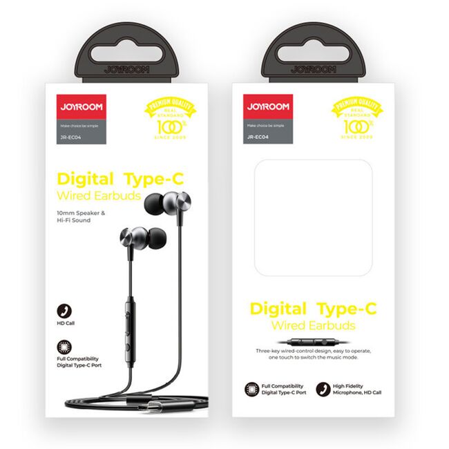 Casti in-ear USB-C cu fir si microfon Joyroom, argintiu, JR-EC04