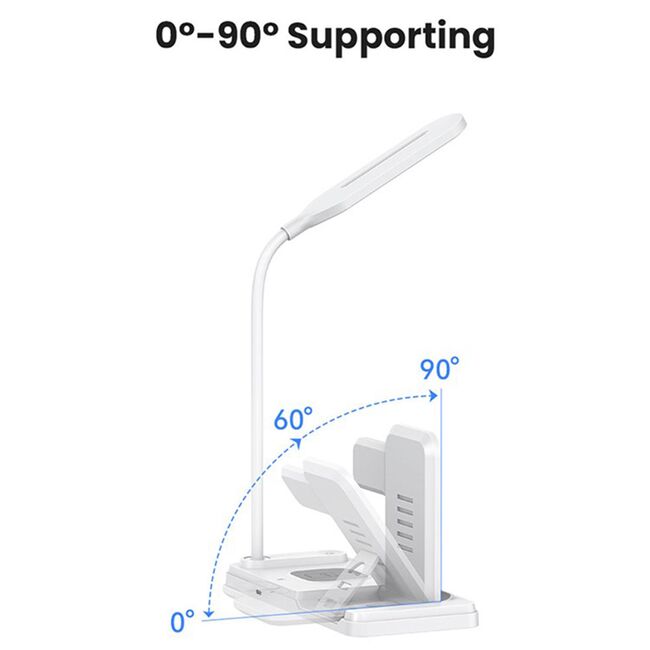 Lampa de birou cu statie incarcare wireless pliabila pentru Apple iPhone, watch, airpods, 4 in 1, Usams, 15W, US-CD195