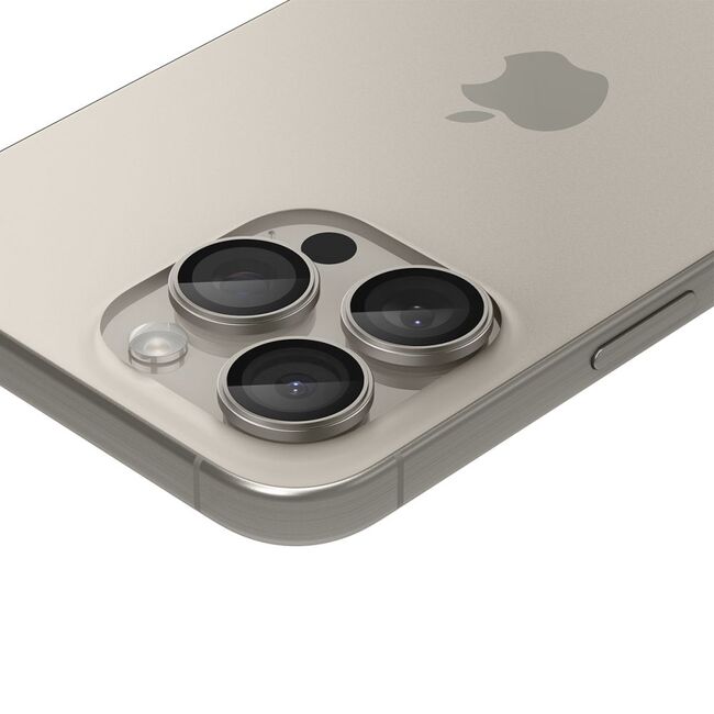 [Pachet 2x] Folie sticla camera iPhone 14 Pro / 14 Pro Max / 15 Pro / 15 Pro Max Spigen Glas.tR Optik, bej