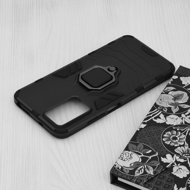 Husa pentru Xiaomi Redmi Note 12S cu inel Armor Kickstand Tough Rugged Cover, (negru)