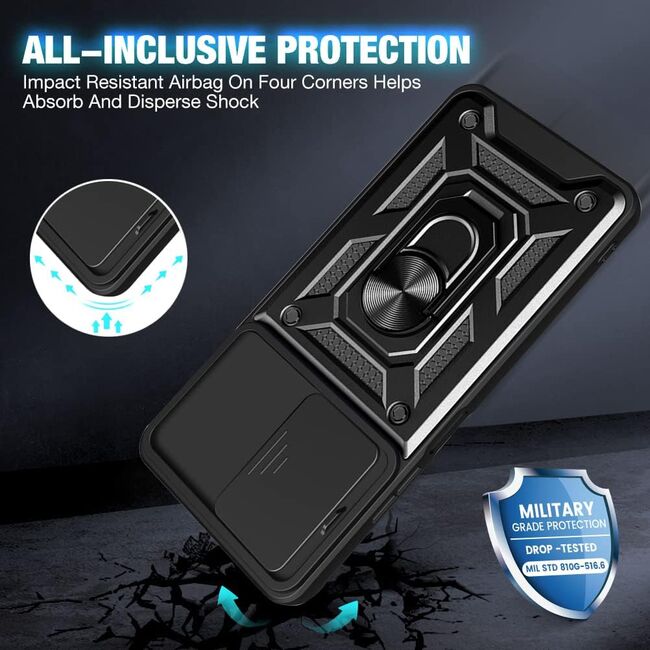 Husa pentru Honor X6a cu inel Armor Kickstand cu protectie camera, (negru)