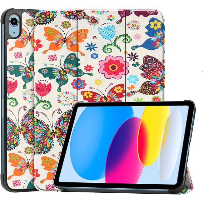 Husa iPad 11 2025, iPad 10 2022 cu functie wake-up/sleep, tip stand - butterfly