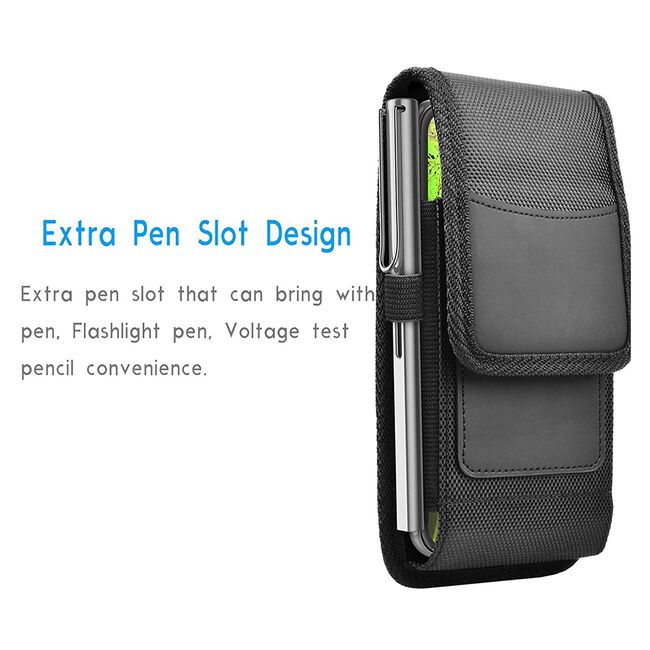 Husa tip toc, borseta telefon / Outdoor Phone Waist Bag (TWB1) cu carabina XL, 16.5x9x2.5cm, 6.5 inch - negru