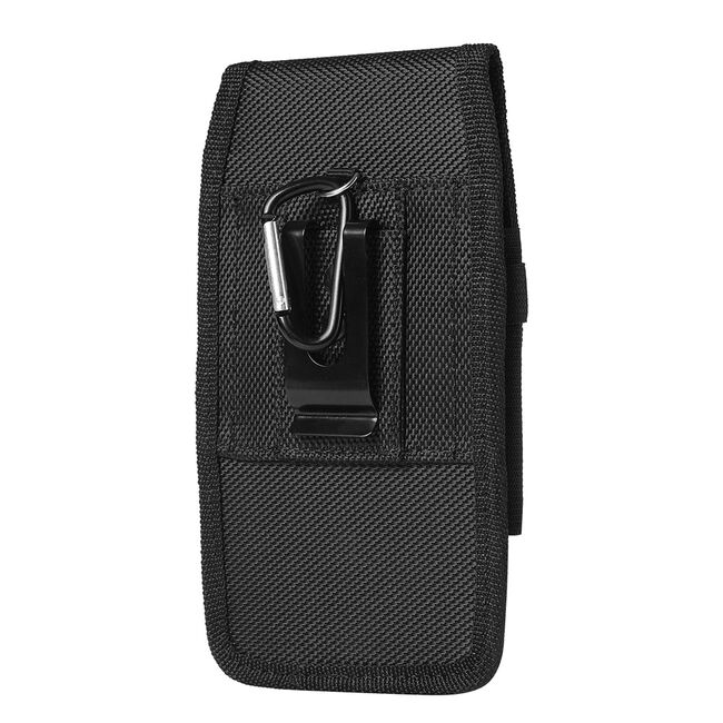 Husa tip toc, borseta telefon / Outdoor Phone Waist Bag (TWB1) cu carabina XXL, 17.5x10x2.5cm, 7 inch - negru