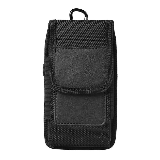 Husa tip toc, borseta telefon / Outdoor Phone Waist Bag (TWB1) cu carabina XXL, 17.5x10x2.5cm, 7 inch - negru