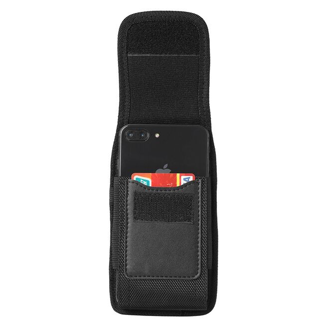 Husa tip toc, borseta telefon / Outdoor Phone Waist Bag (TWB1) cu carabina XXL, 17.5x10x2.5cm, 7 inch - negru