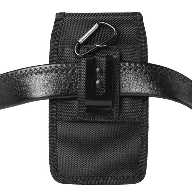 Husa tip toc, borseta telefon / Outdoor Phone Waist Bag (TWB1) cu carabina XXL, 17.5x10x2.5cm, 7 inch - negru