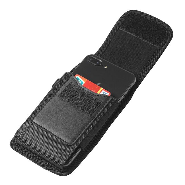 Husa tip toc, borseta telefon / Outdoor Phone Waist Bag (TWB1) cu carabina XXL, 17.5x10x2.5cm, 7 inch - negru