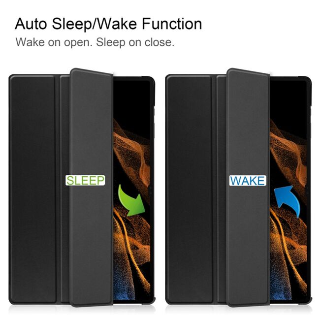 Husa Samsung Galaxy Tab S9 Ultra Slim de tip stand, functie sleep/wake-up, burgundy